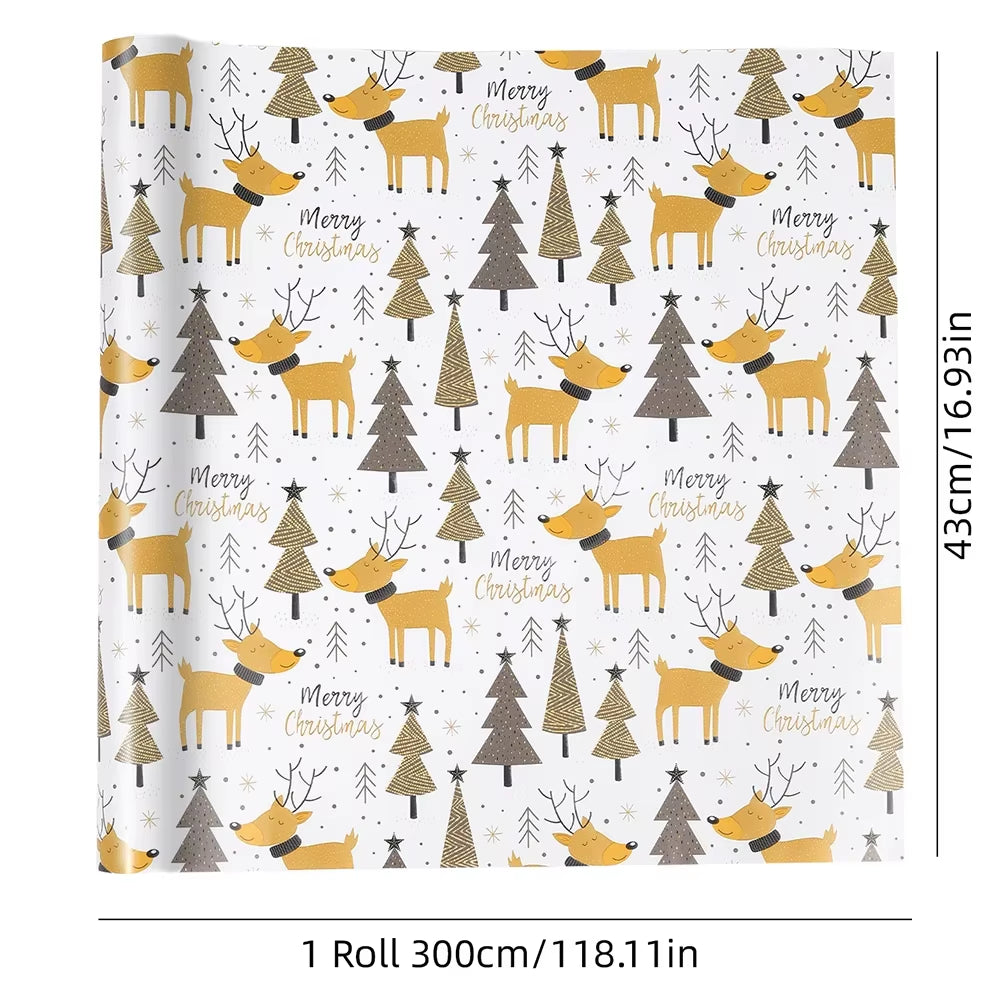 Festive Deer & Tree Wrapping Paper – Birthday & Christmas Gift Wrap