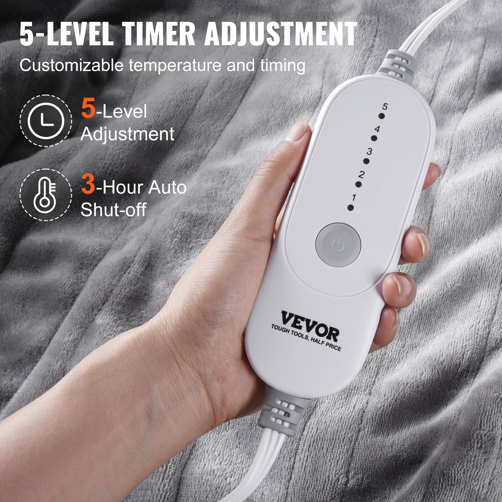 Electric Heated Throw Blanket Warming 50" X 60" with 3Hrs Timer Auto-Off