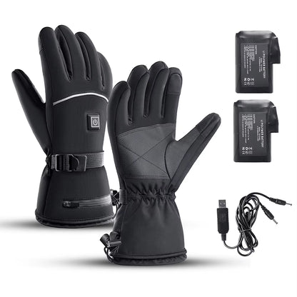 Motorcycle Heated Gloves Winter Motorcycle Waterproof Touch Screen Ski Heated Gloves 3 Gear Temperature Heating Thermal Gloves