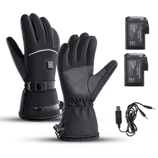 Motorcycle Heated Gloves Winter Motorcycle Waterproof Touch Screen Ski Heated Gloves 3 Gear Temperature Heating Thermal Gloves