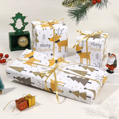 Festive Deer & Tree Wrapping Paper – Birthday & Christmas Gift Wrap
