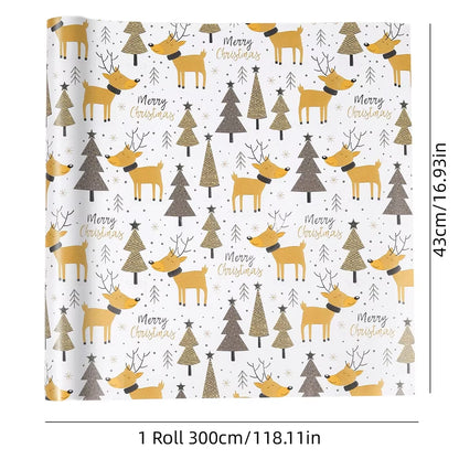 Festive Deer & Tree Wrapping Paper – Birthday & Christmas Gift Wrap