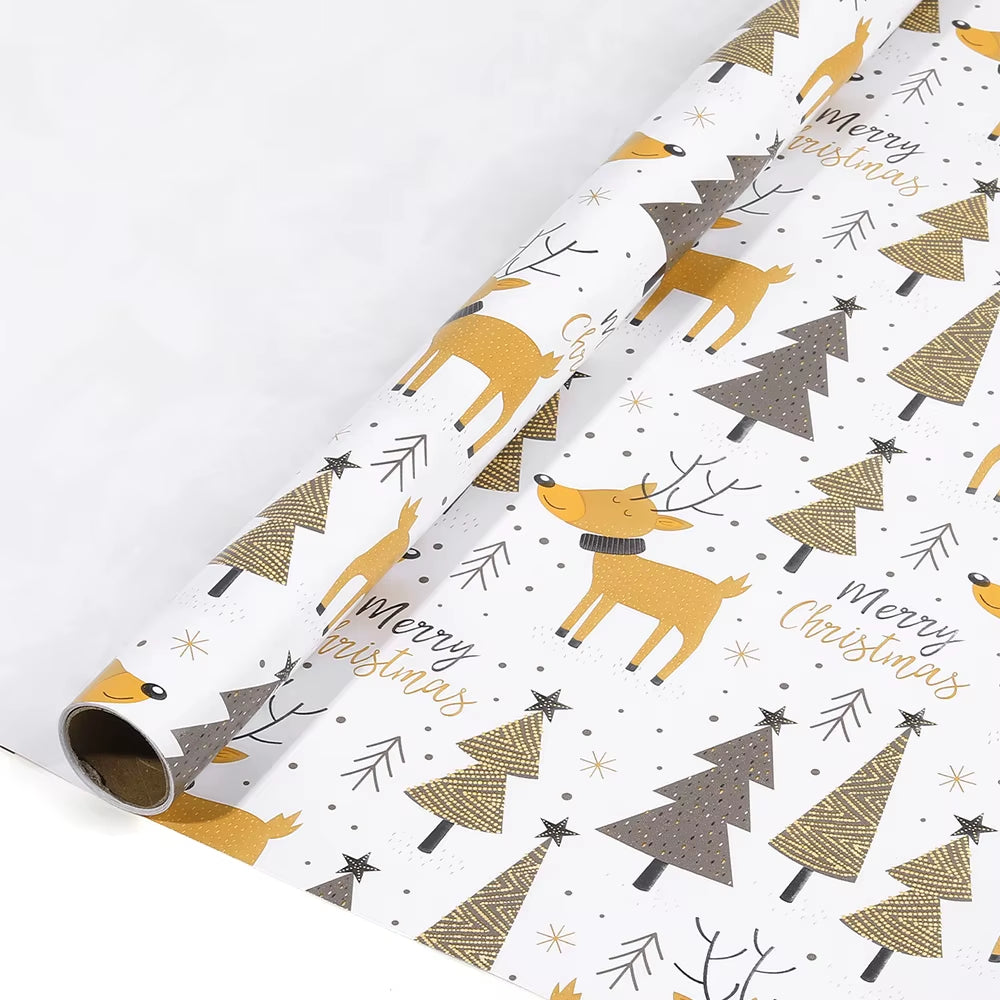 Festive Deer & Tree Wrapping Paper – Birthday & Christmas Gift Wrap