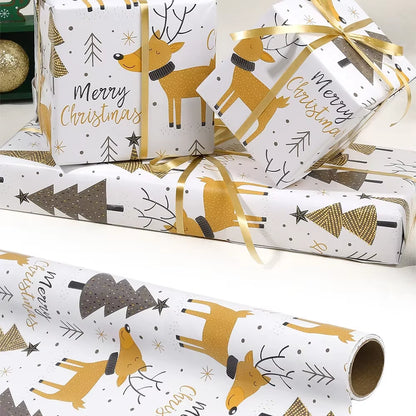 Festive Deer & Tree Wrapping Paper – Birthday & Christmas Gift Wrap