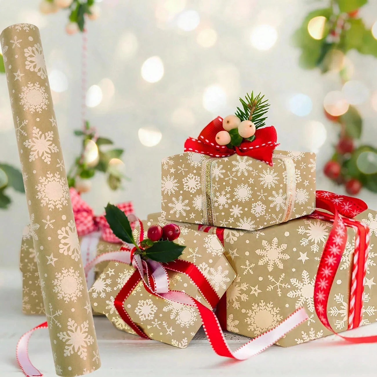 Holiday Gift Wrap – Festive Christmas Kraft Paper for Gifts & Party Decor