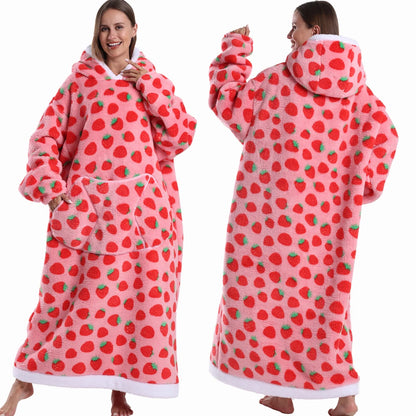 Super‑Long Fleece Blanket Hoodie – Cozy Christmas & Holiday Designs, Warm Oversized Pullover