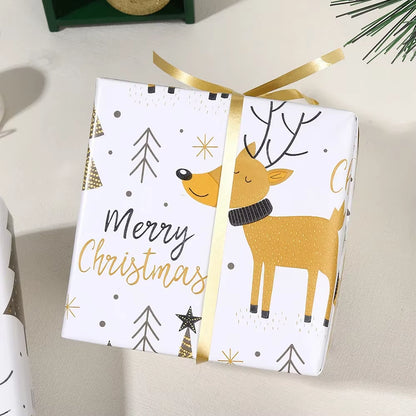Festive Deer & Tree Wrapping Paper – Birthday & Christmas Gift Wrap