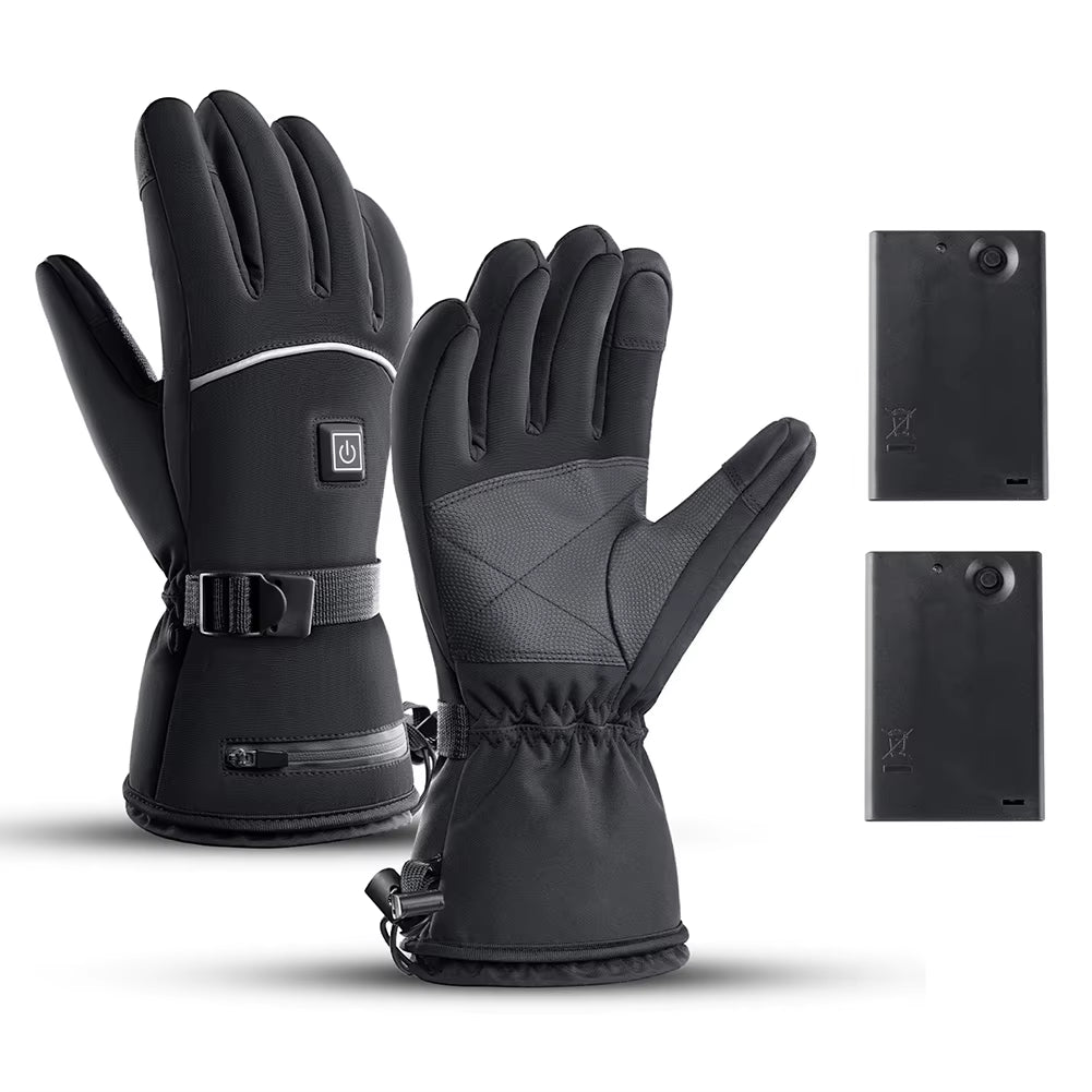 Motorcycle Heated Gloves Winter Motorcycle Waterproof Touch Screen Ski Heated Gloves 3 Gear Temperature Heating Thermal Gloves