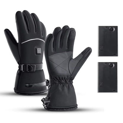 Motorcycle Heated Gloves Winter Motorcycle Waterproof Touch Screen Ski Heated Gloves 3 Gear Temperature Heating Thermal Gloves
